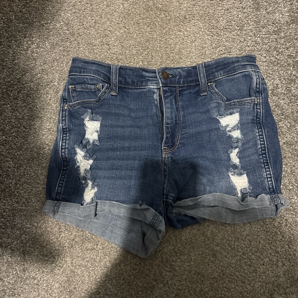 Hollister Dark Blue Distressed Jean Shorts